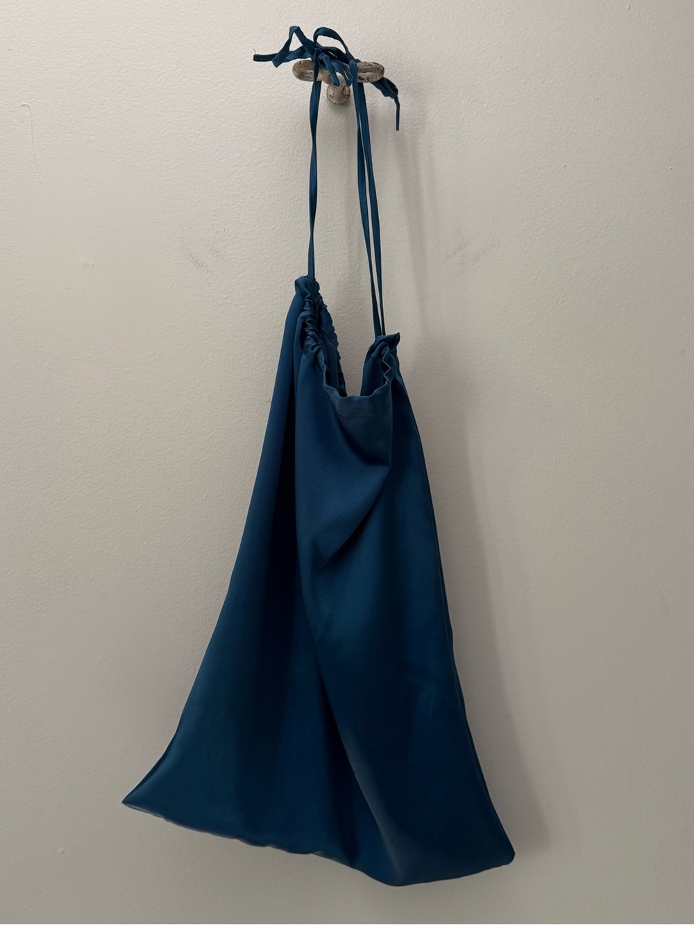 Teal Silk Drawstring Tie Tote or Lingerie Bag.